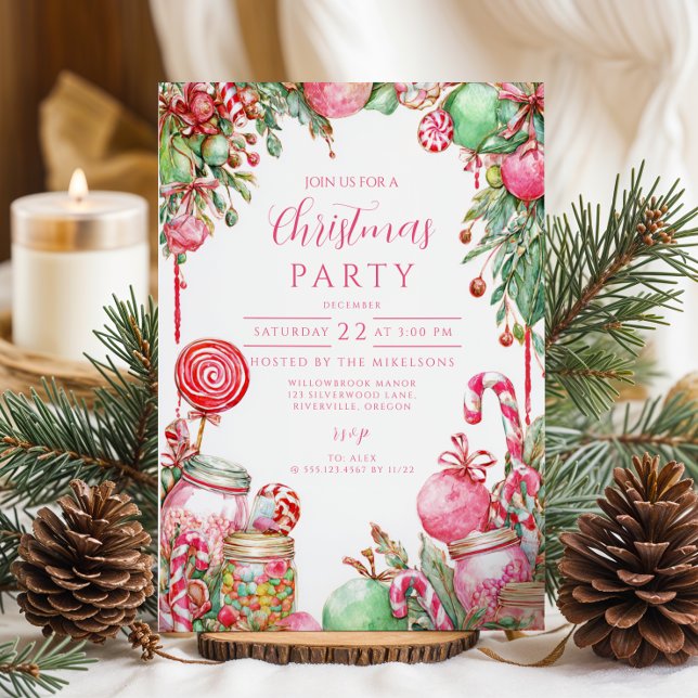 Sweet Candy Cane Christmas Invitation (Creator Uploaded)