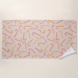 Sweet candy cane pattern beach towel