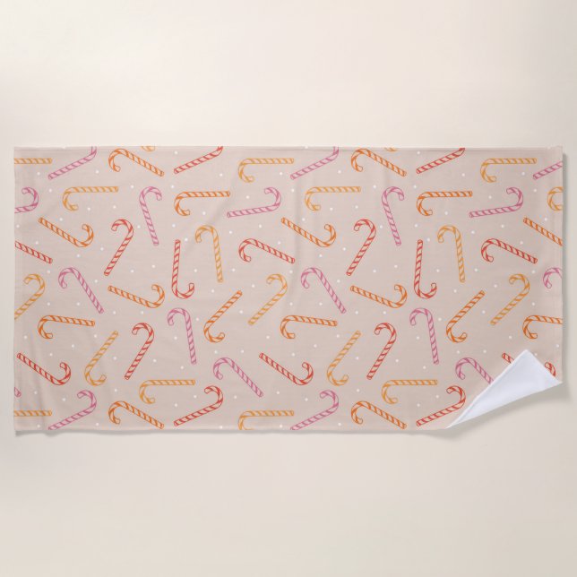 Sweet candy cane pattern beach towel (Front)