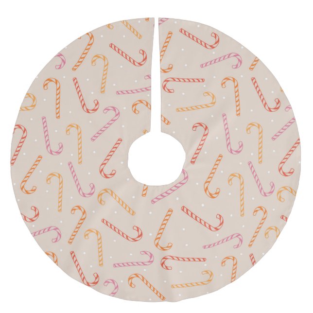Sweet candy cane pattern brushed polyester tree skirt (Front)