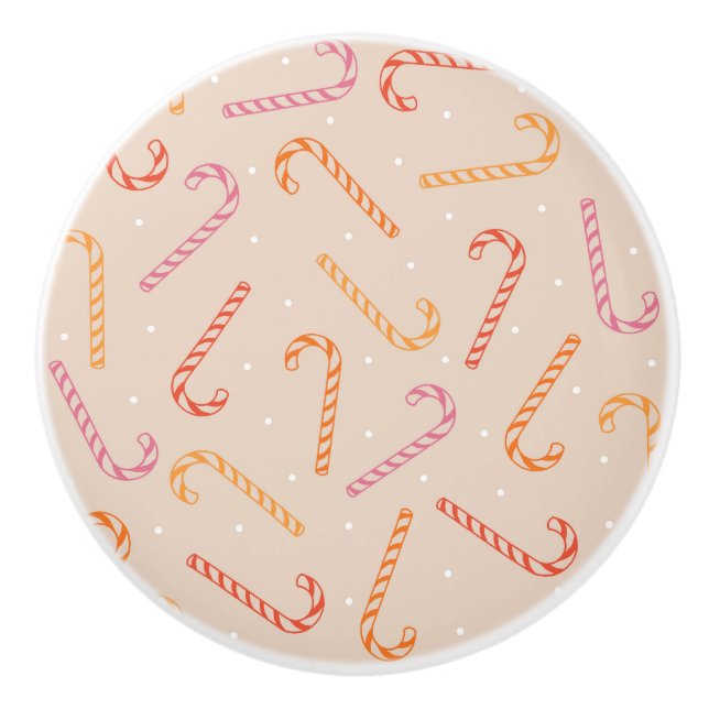 Sweet candy cane pattern ceramic knob (Front)