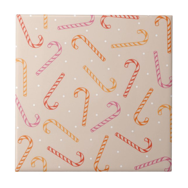 Sweet candy cane pattern ceramic tile (Front)