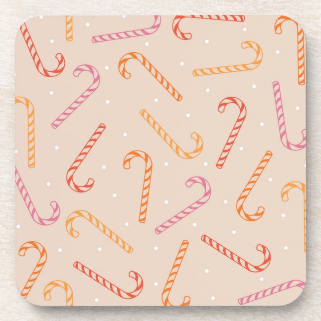 Sweet candy cane pattern coaster (Front)