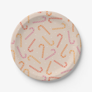 Sweet candy cane pattern paper plate