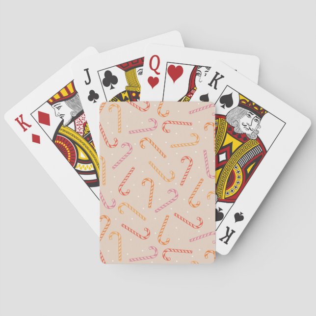 Sweet candy cane pattern playing cards (Back)