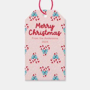 Sweet Candy Canes and Bows Christmas Gift Tags