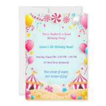 Sweet Candy Carnival Birthday Party Invitation