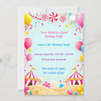 Sweet Candy Carnival Birthday Party Invitation