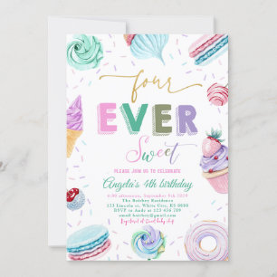 Sweet Candy Celebration 4th Birthday Invitation