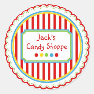 Sweet Candy Circus Stripes Classic Round Sticker