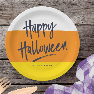 Sweet Candy Corn Happy Halloween Paper Plate