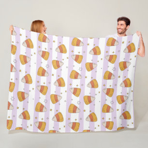 Sweet Candy Corn & Stars Halloween Pattern Fleece Blanket