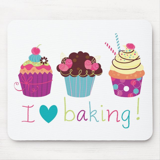 Sweet Candy I Love Baking Cupcakes mousemat (Front)