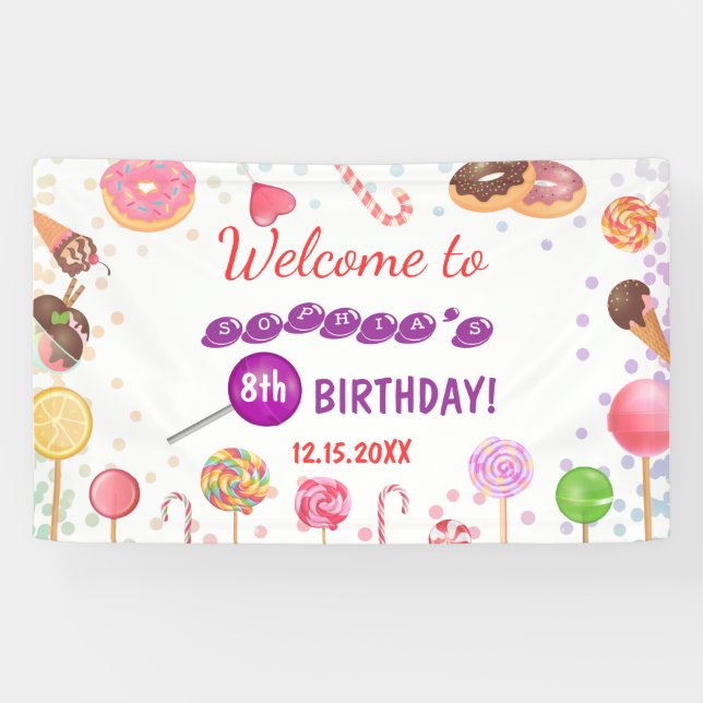 Sweet Candy Land Birthday Ice Cream Doughnut Backd Banner (Horizontal)