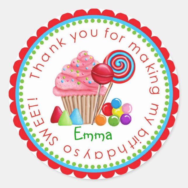 Sweet Candy Land Cupcake Lollipop Stickers (Front)