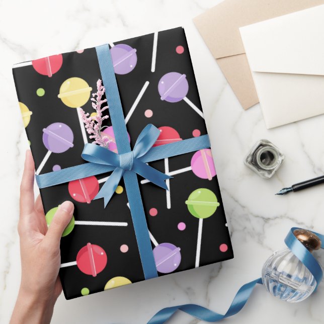 Sweet Candy Lollipops Pattern Birthday Wrapping Paper (Gifting)