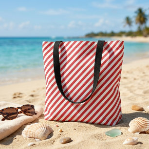 Sweet Candy Red White Stripes Shopping Tote Bag