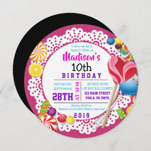 SWEET CANDY ROUND Birthday Party Invitation