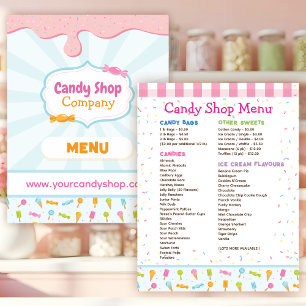 Sweet Candy Shop and Ice Cream Menu Flyer