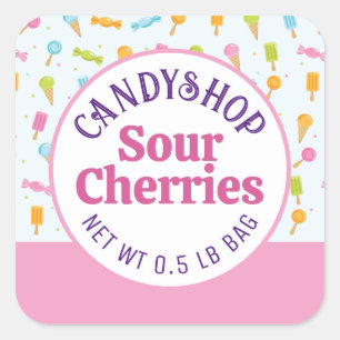 Sweet Candy Shop and Ice Cream Pink Sticker Label