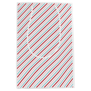 Sweet Candy Stripe Red Pink Blue Holiday/Bday Medium Gift Bag