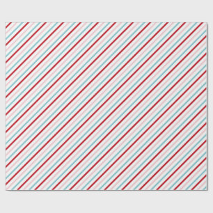 Sweet Candy Stripe Red Pink Blue Holiday/Bday  Wrapping Paper