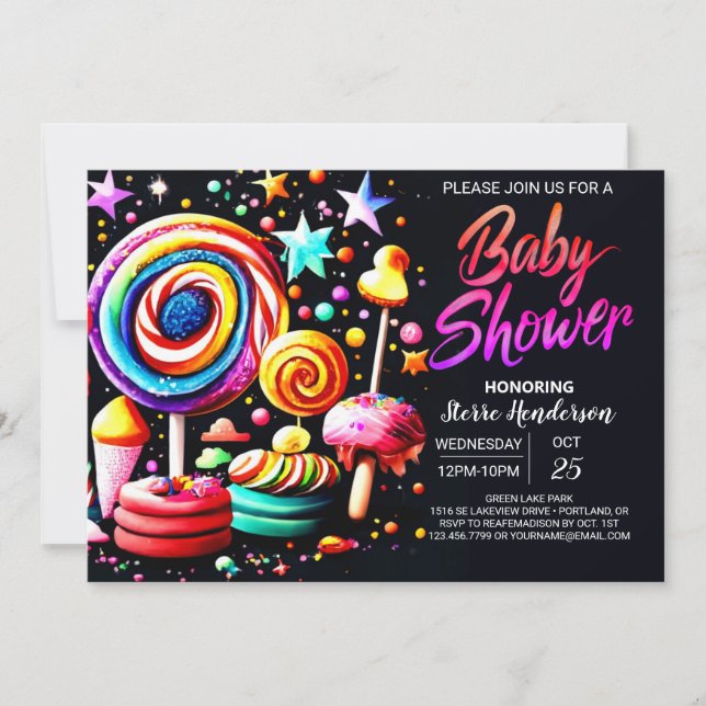 Sweet Candyland Editable Baby Shower Invitation (Front)