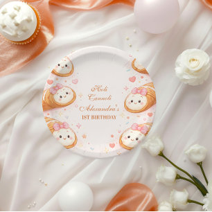 Sweet Cannoli Bakery Bow 1st Birthday Paper Plate