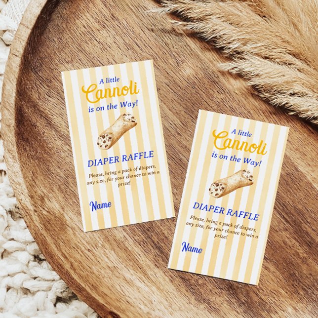 Sweet Cannoli Yellow Blue Italian Baby Shower Game Enclosure Card (Creator Uploaded)