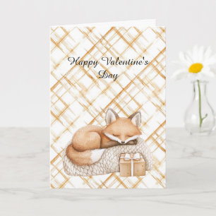 Sweet Caramel Peach Cream Fox Hearts Love Card