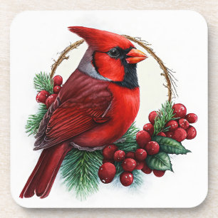 Sweet Cardinal Winter Holidays/Christmas Coasters
