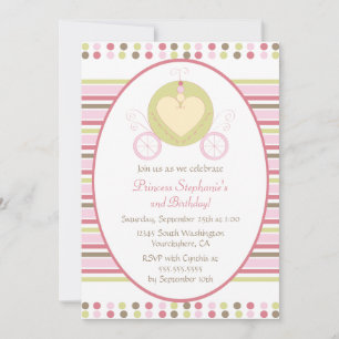 Sweet carriage princess party birthday invitation