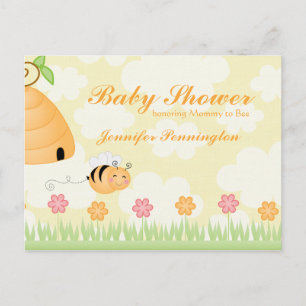 Sweet cartoon bumble bee baby shower invitation postcard