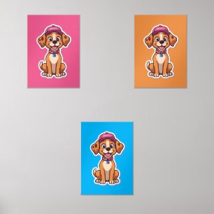 Sweet Cartoon Dog – Happy Puppy in Cap Sticker