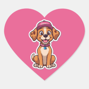 Sweet Cartoon Dog – Happy Puppy in Cap Sticker
