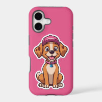 Sweet Cartoon Dog – Happy Puppy in Cap Sticker
