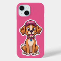Sweet Cartoon Dog – Happy Puppy in Cap Sticker