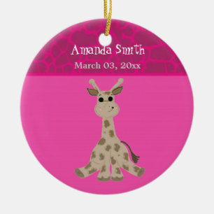 Sweet Cartoon Giraffe Baby Announcement Ceramic Tree Decoration