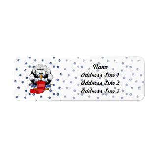 Sweet Cartoon Grandma Penguin with Flower Pattern Return Address Label