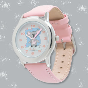 Sweet Cartoon Pink Koala Kid Watch