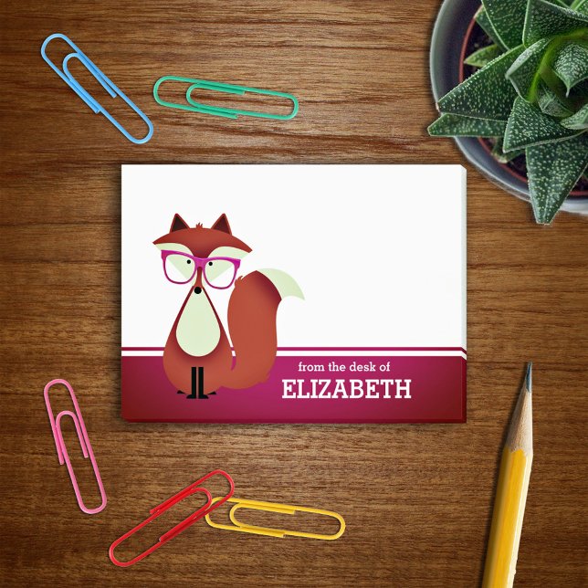 Sweet Cartoon Red Fox Personalised Post-it Notes (Creator Uploaded)