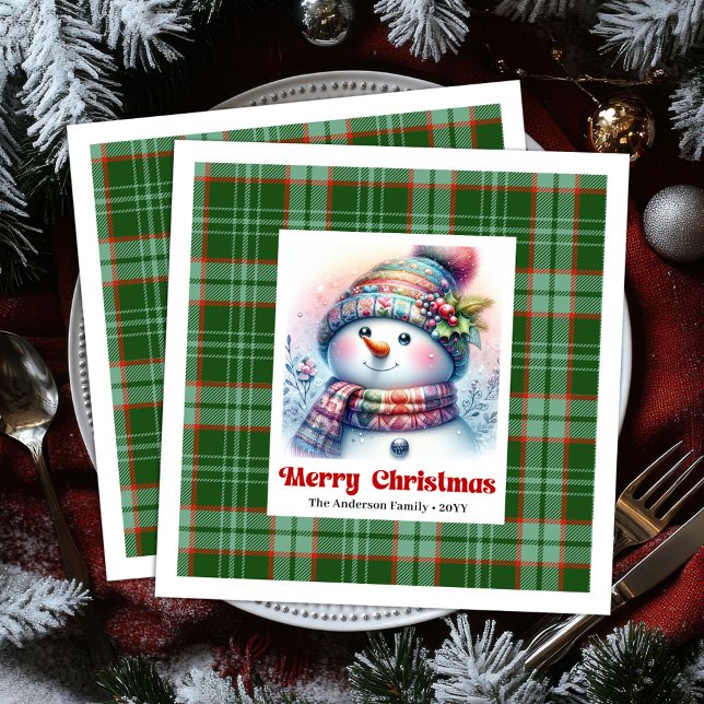 Sweet cartoon snowman watercolor kids napkins  (Sweet cartoon snowman watercolor kids napkins )