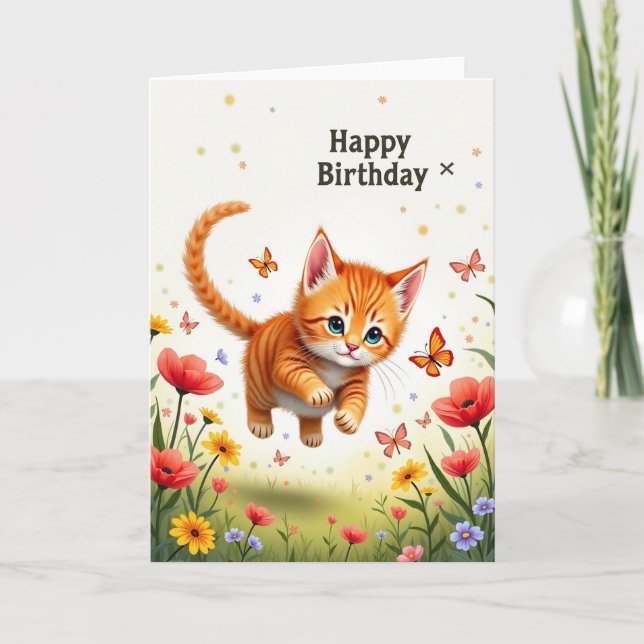 Sweet Cat Birthday Card (Front)