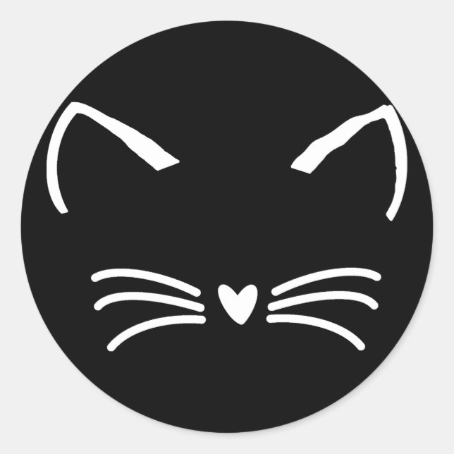 Sweet Cat Kitten Face Classic Round Sticker (Front)