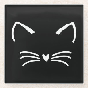Sweet Cat Kitten Face Glass Coaster