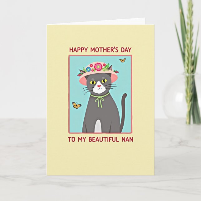 Sweet Cat Moms Day Art Card (Front)