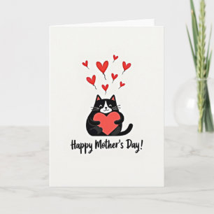 Sweet Cat Mothers Day Heart Card