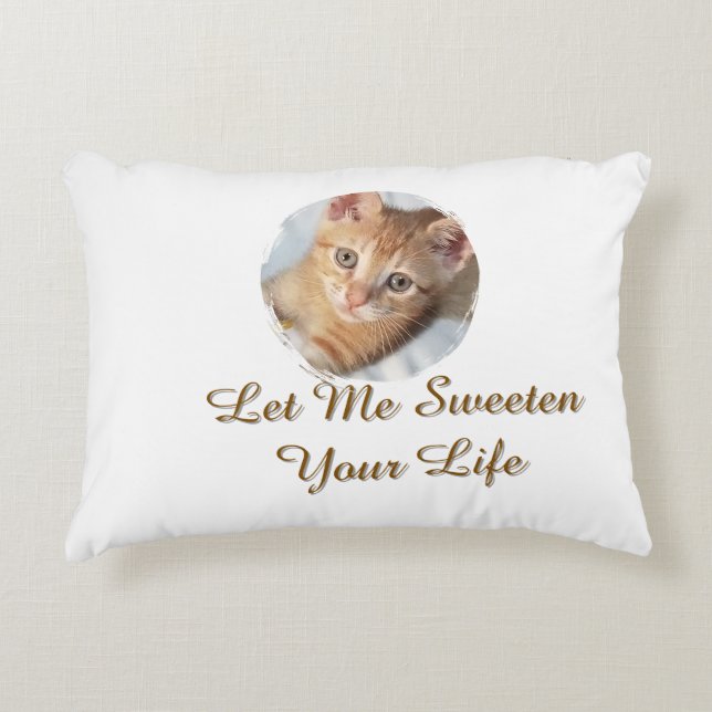 Sweet Cat Photo,  Text, Replaceable, Decorative Cushion (Front)