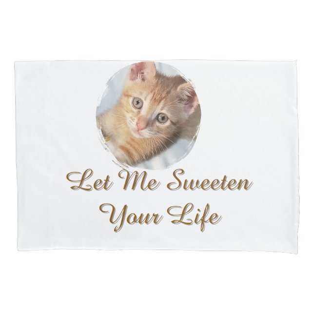 Sweet Cat Photo,  Text, Replaceable, Pillowcase (Front)