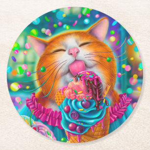 Sweet Cat Round Paper Coaster